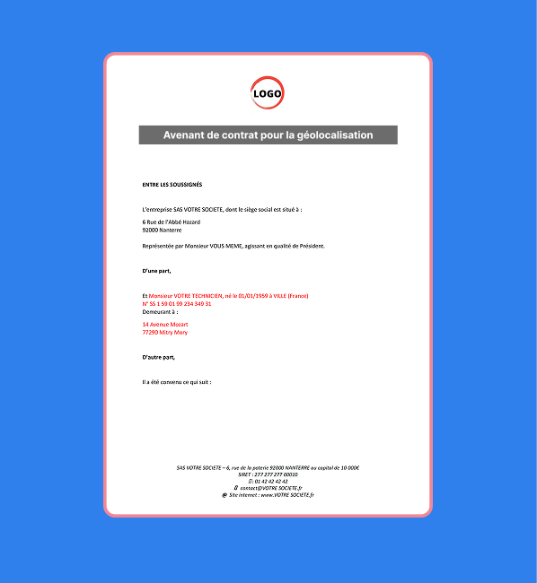 Avenant de contrat - Géolocalisation