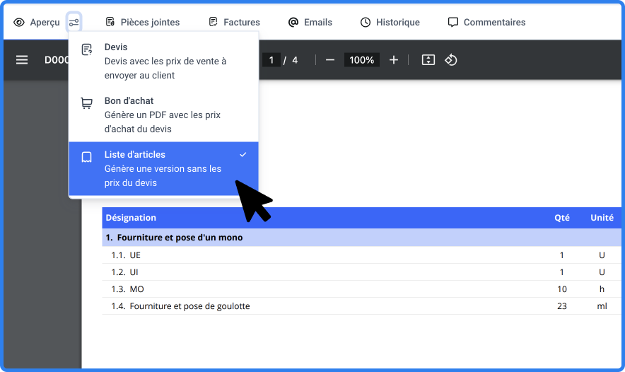 Relance de devis
