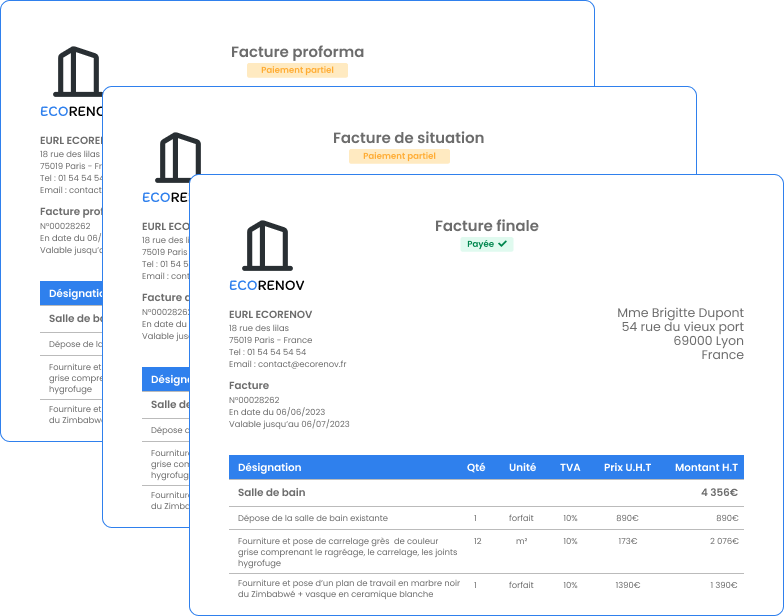 faire une facture proforma