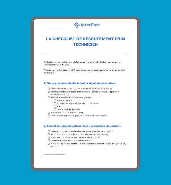 checklist onboarding technicien du batiment