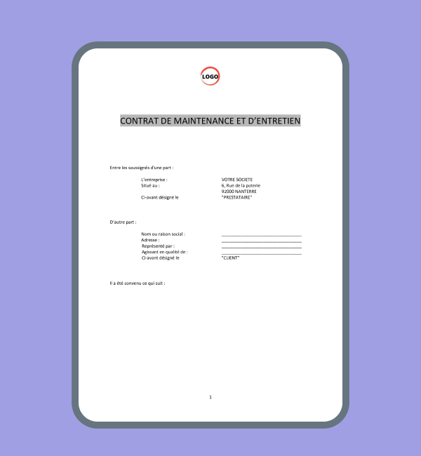 modele de contrat de maintenance