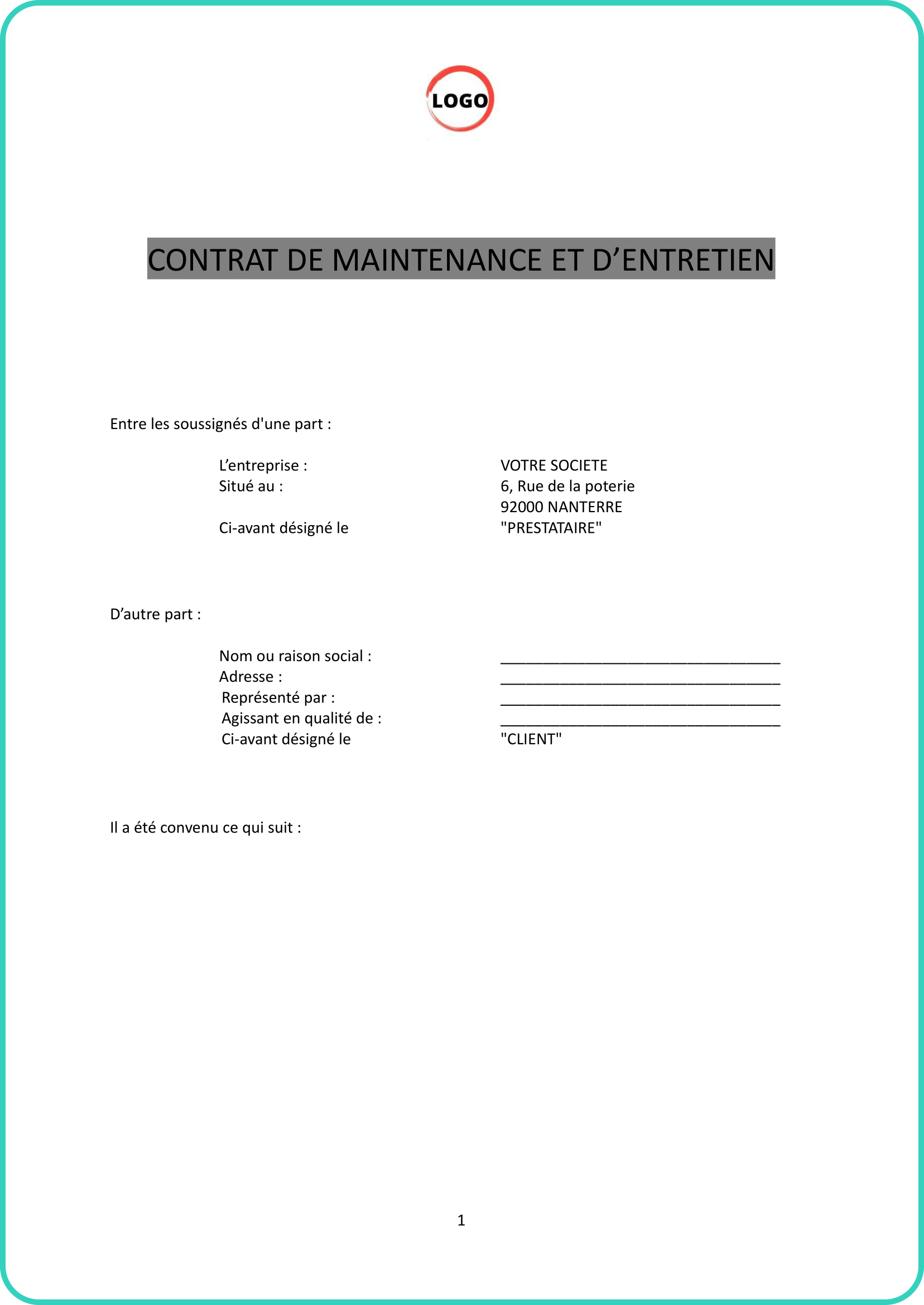 contrat de maintenance batiment