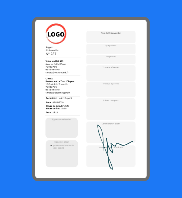 modele de rapport d'intervention
